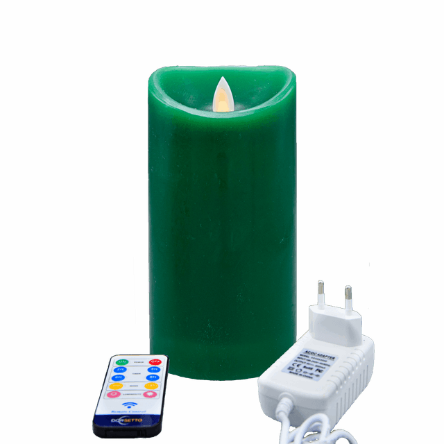Oplaadbare LED wax kaars met bewegende vlam groen D7,5 X H15 CM
