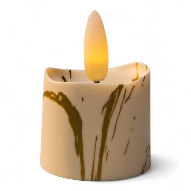 LED theelichtje 3D oplaadbaar tot 400 uur - marmer goud look