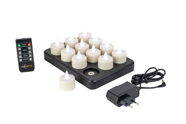 LED waxinelichtjes 3D brandtijd tot 400 uur oplaadbaar –met Afstandsbediening – 6 Stuks – timerfunctie