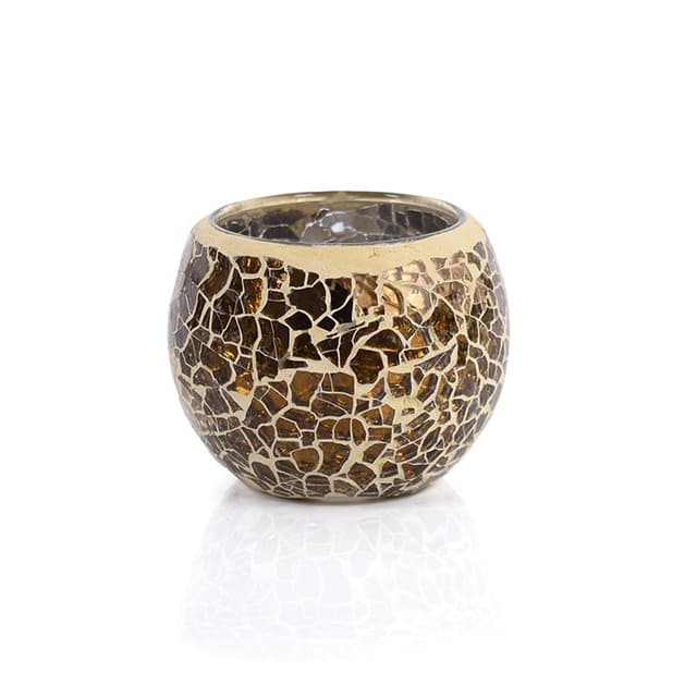 Waxinelichthouder Dorsetto mozaïek bruin-beige