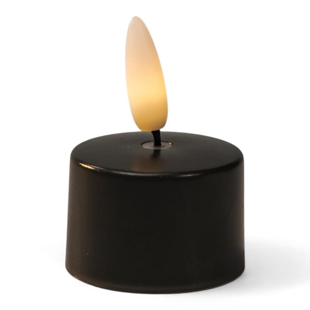 LED waxinelichtjes Off-Black No.57 – Zwart met realistisch vlameffect – Warm wit licht – Tot 400 uur brandduur