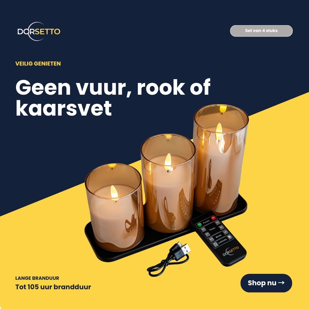 DORSETTO oplaadbare led kaarsen set - brandtijd 105 uur - 3 stuks- met afstandsbediening 4