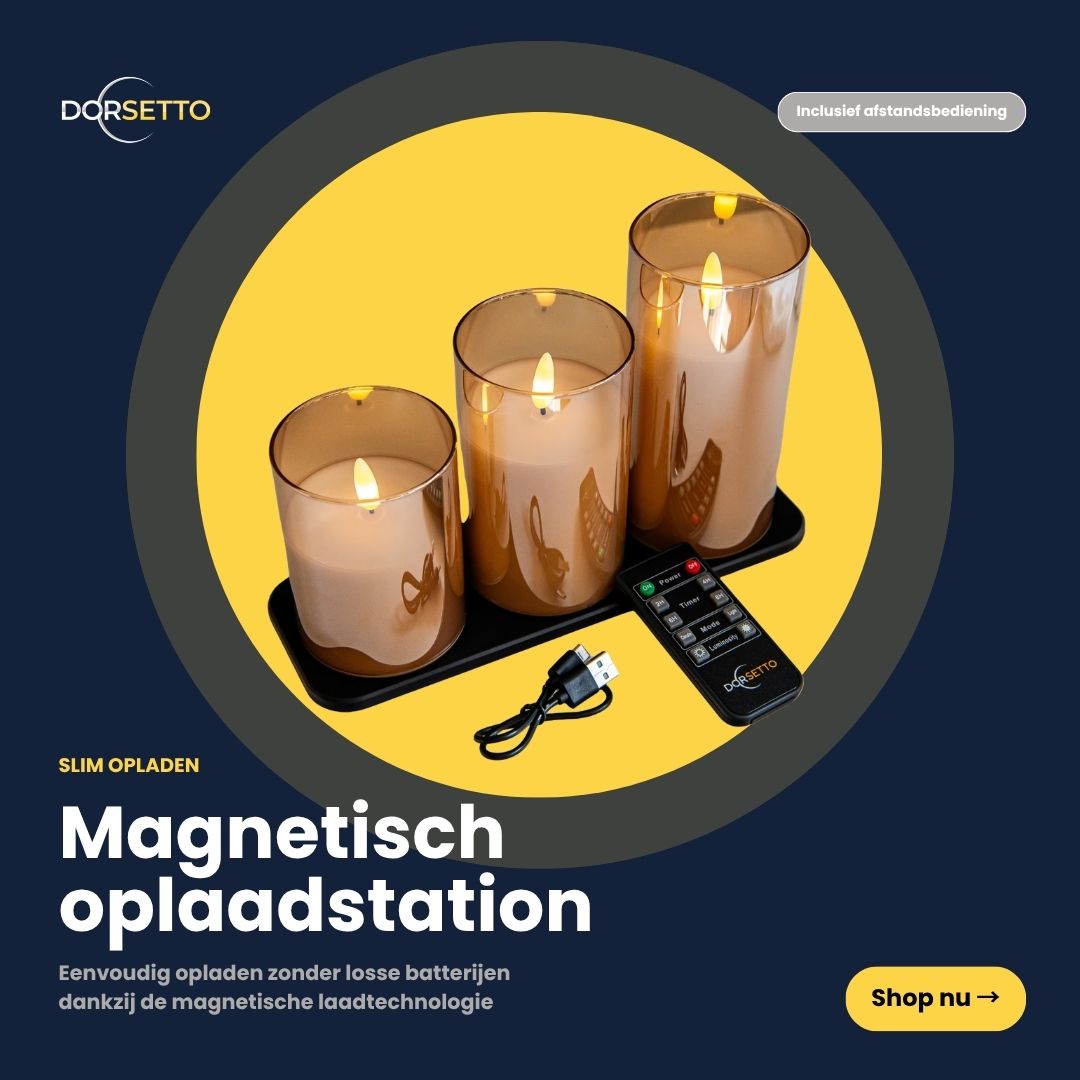 DORSETTO oplaadbare led kaarsen set - brandtijd 105 uur - 3 stuks- met afstandsbediening 3