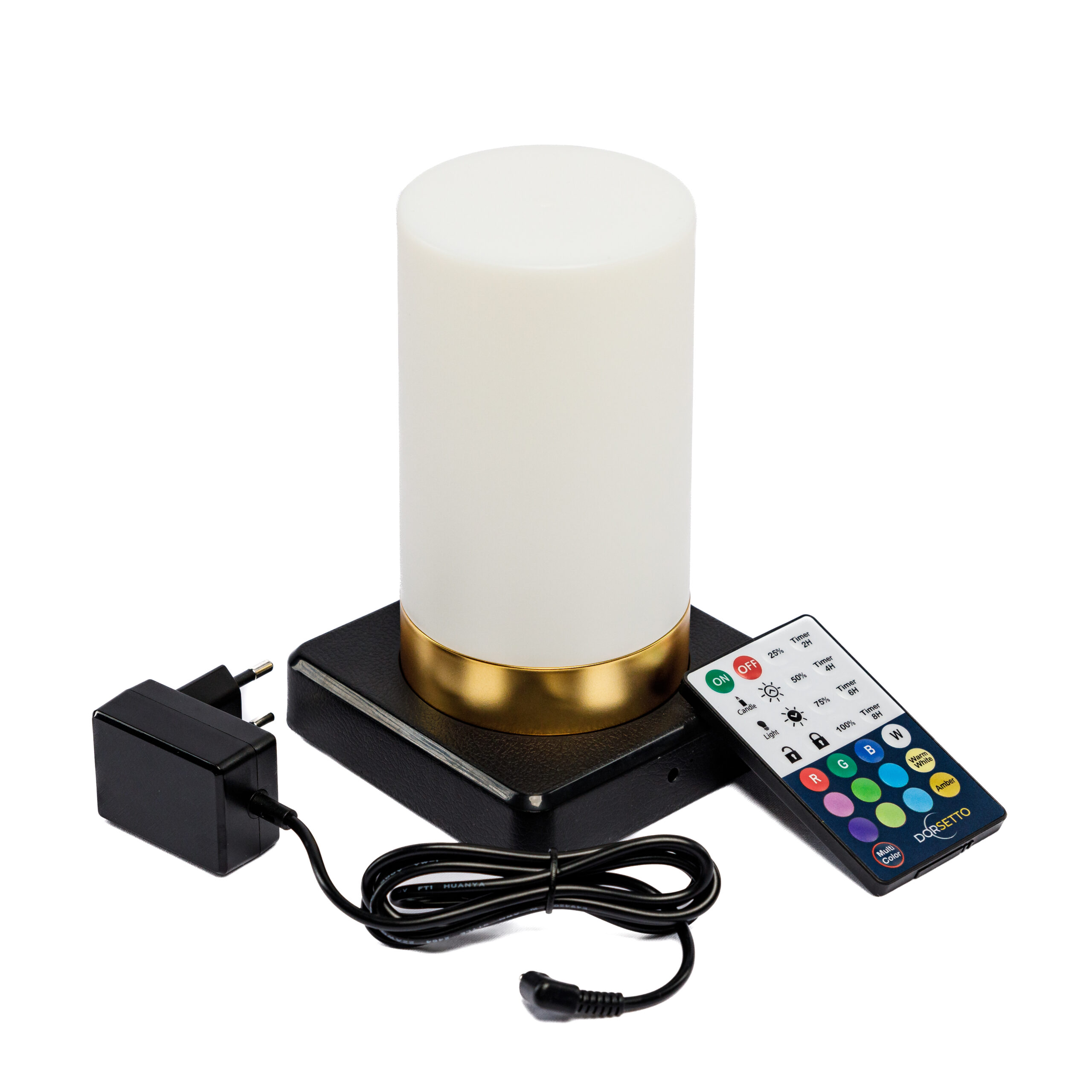 Tafellamp DORSETTO oplaadbaar 105 uur - waterdicht -cilindervorm - wit goud - met afstandsbediening