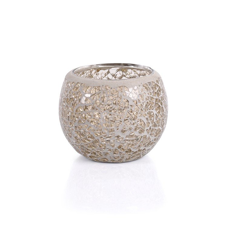 Waxinelichthouder 8,5 CM Dorsetto mozaïek wit
