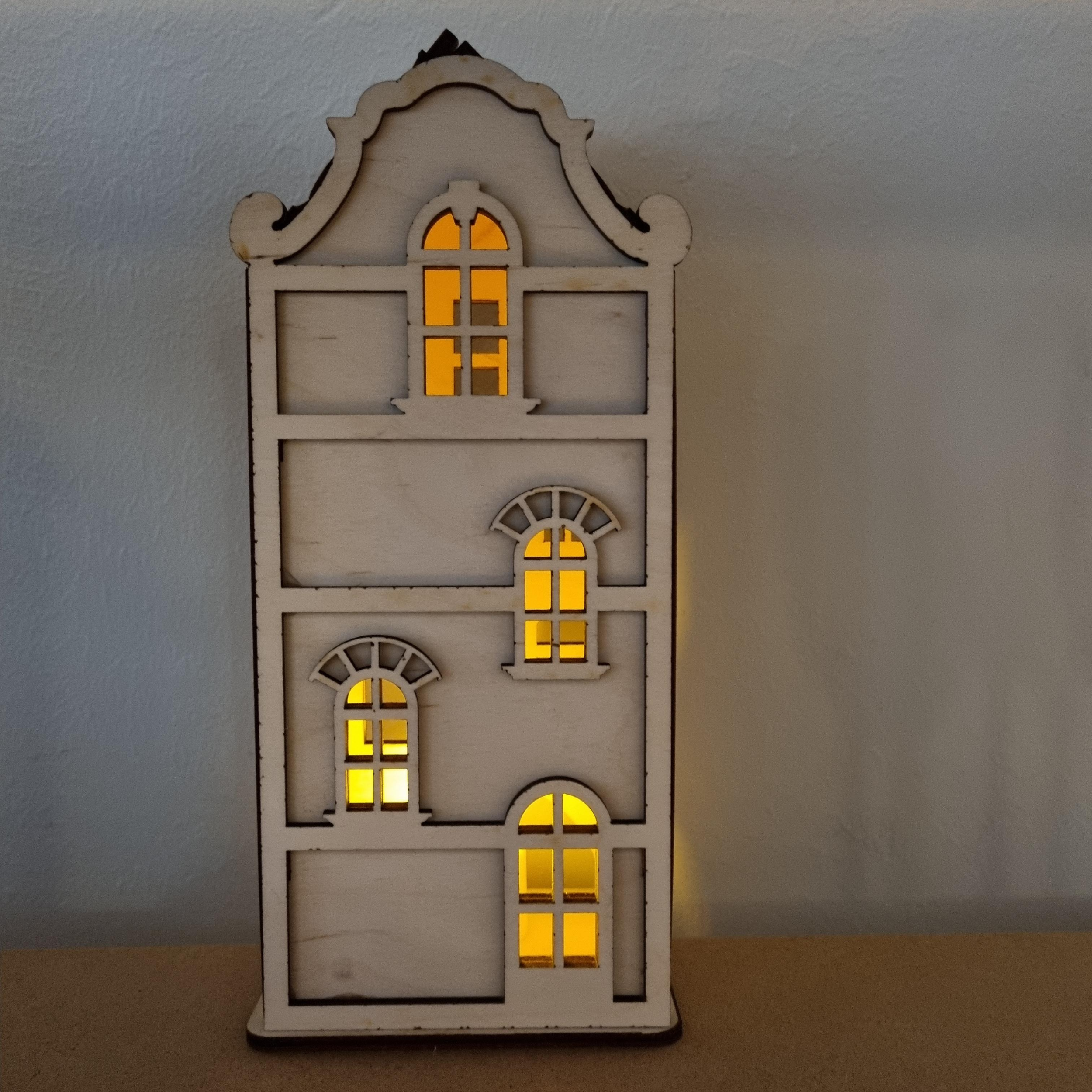 Waxinelichthouder houten huis DORSETTO 2