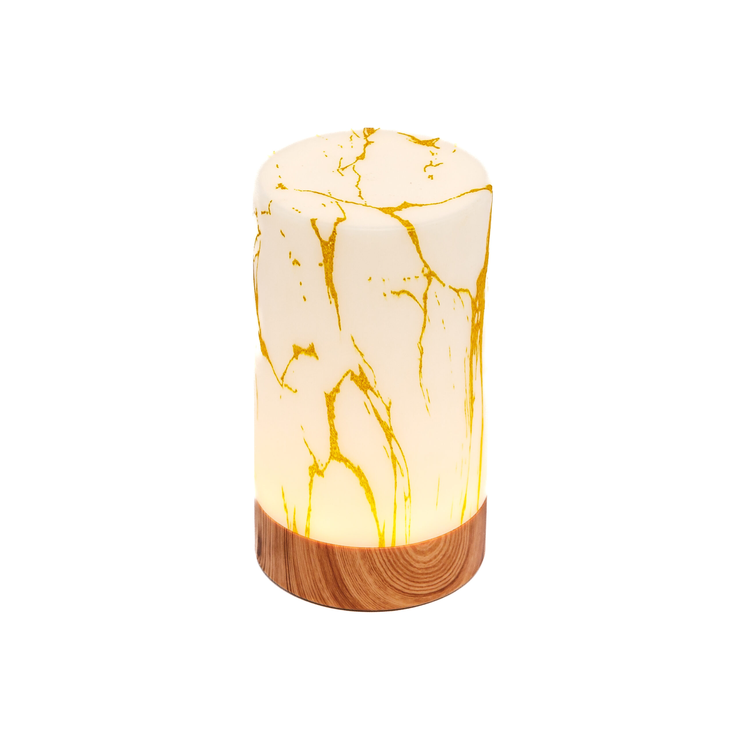 Tischlampe DORSETTO wiederaufladbar 105 Stunden – wasserdicht – Zylinderform – Marmor Gold Holzoptik – mit Fernbedienung 8