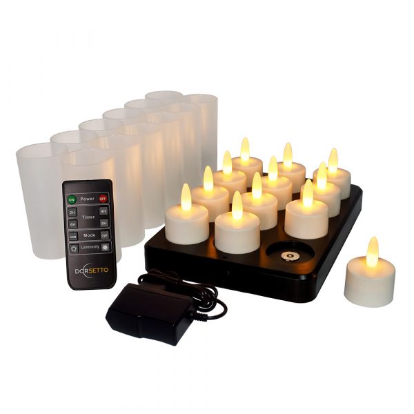 schrijven kraai Mm LED-Waxine/theelichtjes waterdicht oplaadbaar brandtijd 105 uur warm wit  (12 stuks) met afstandsbediening - Dorsetto | Led Waxine Lichtjes