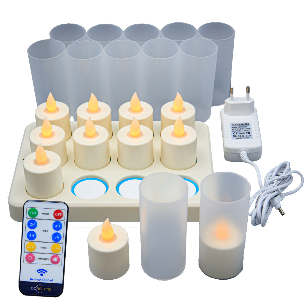 LEDwaxine/theelichtjes hoog model oplaadbaar DORSETTO 5868 uur warm wit met afstandsbediening LEDwaxine/theelichtjes hoog model oplaadbaar DORSETTO 5868 uur warm wit met afstandsbediening
