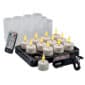 12 mooie LED-waxinelichtjes op een oplaadstation met afstandsbediening en lader.