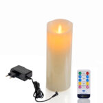 LED wax kaars oplaadbaar DORSETTO D 7,5 X 20 CM warm wit met afstandsbediening